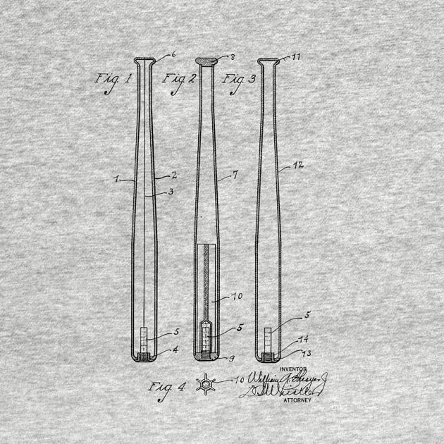 Baseball Bat Vintage Patent Drawing by TheYoungDesigns